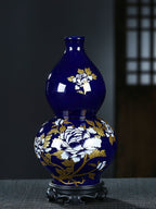Blue gilded peony vase