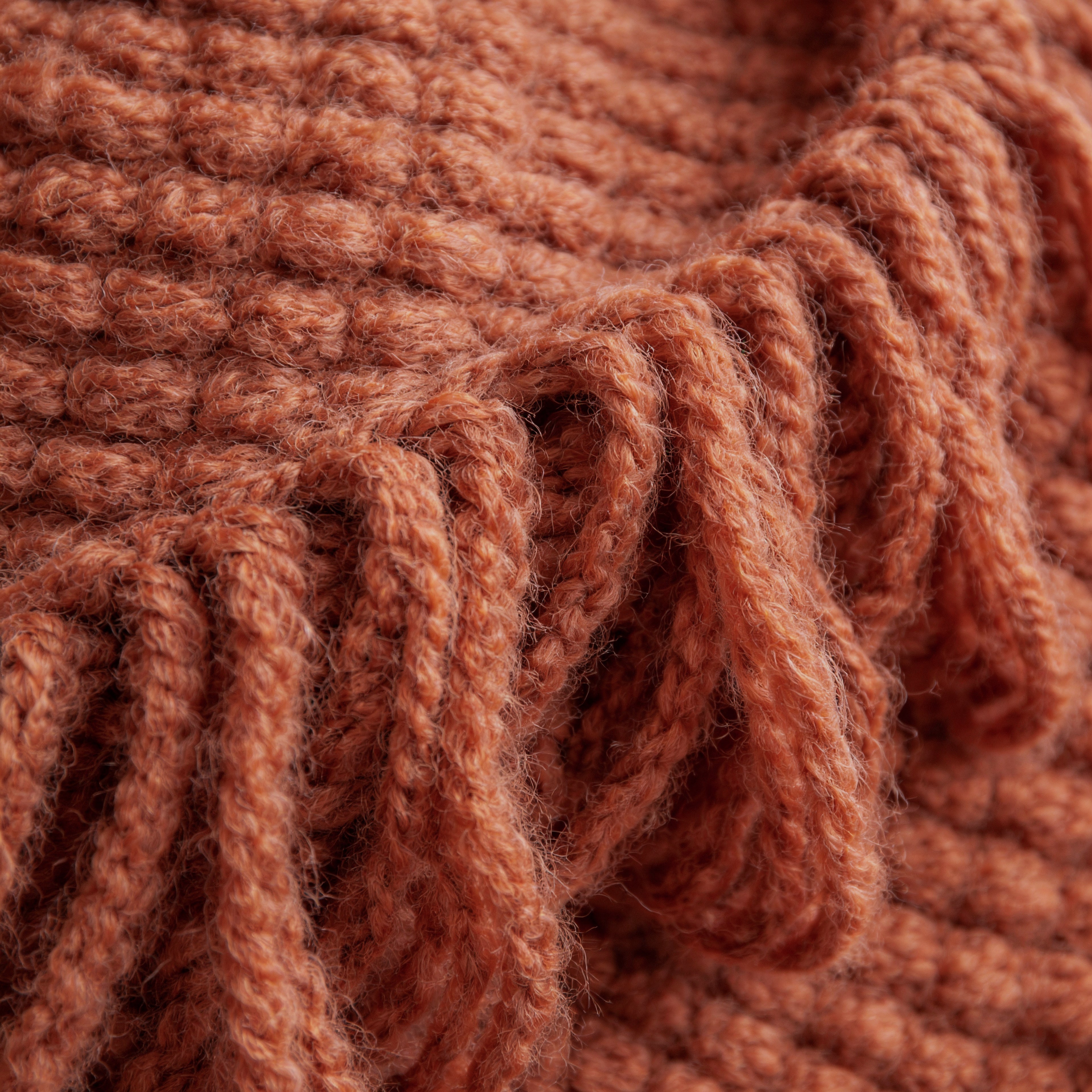 Knitted Blanket, Burnt Orange