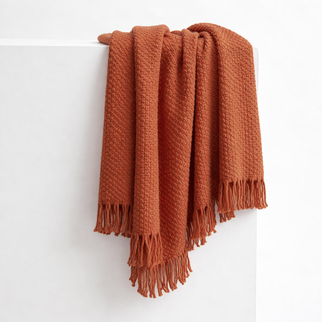 Knitted Blanket, Burnt Orange