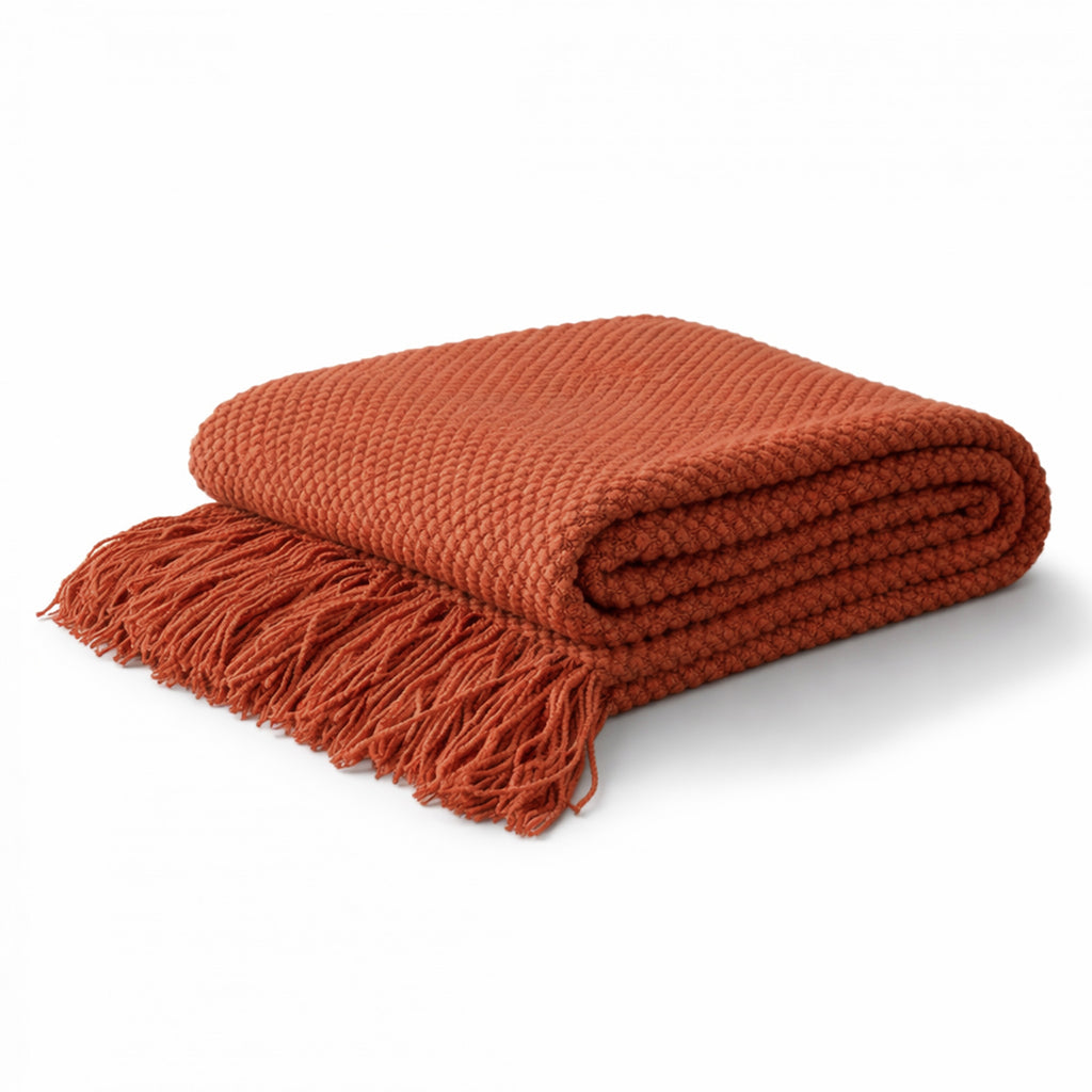 Knitted Blanket, Burnt Orange