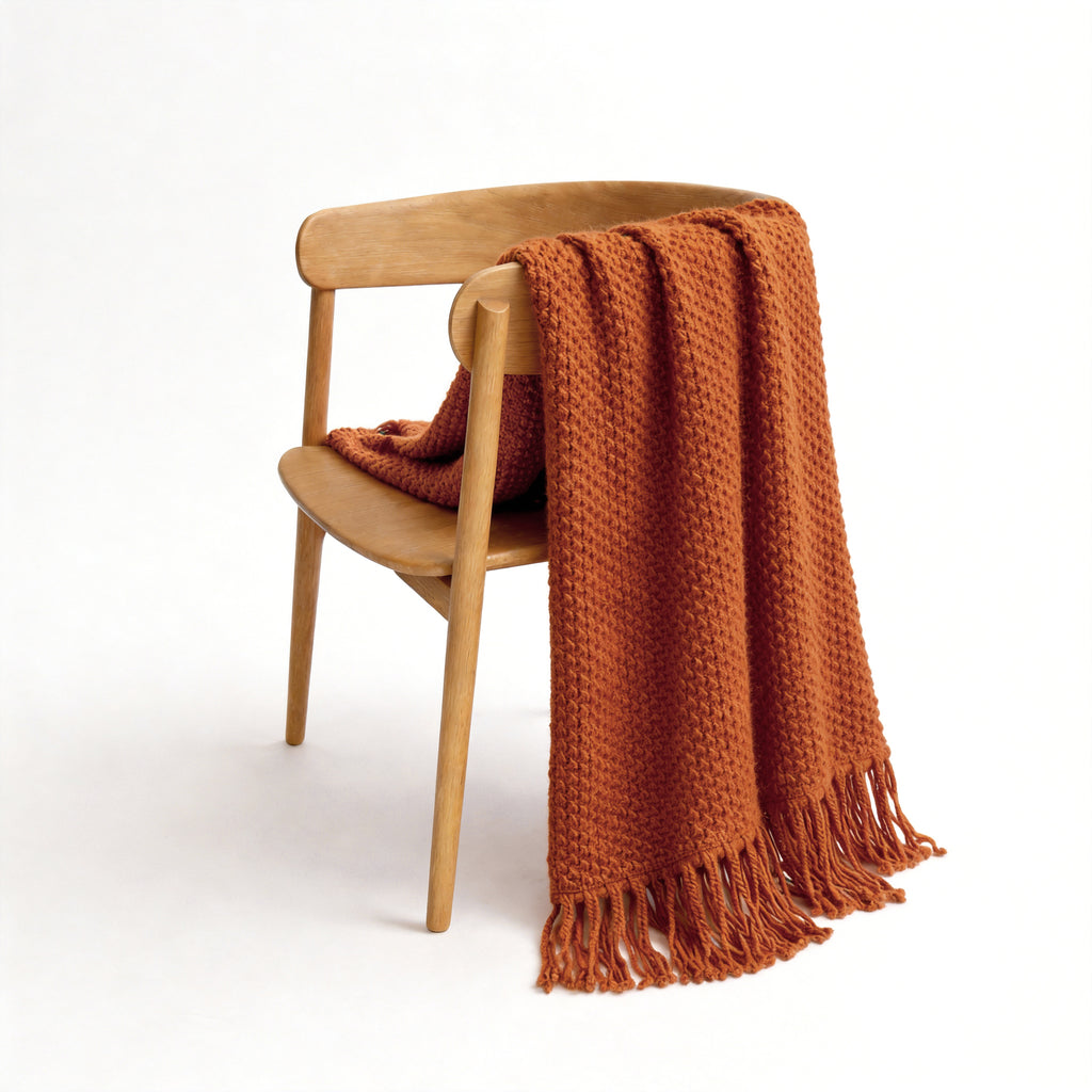 Knitted Blanket, Burnt Orange