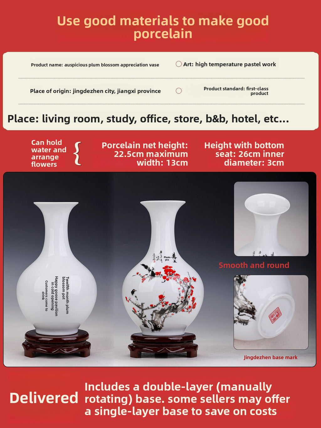 Jingdezhen ceramic vase decorations