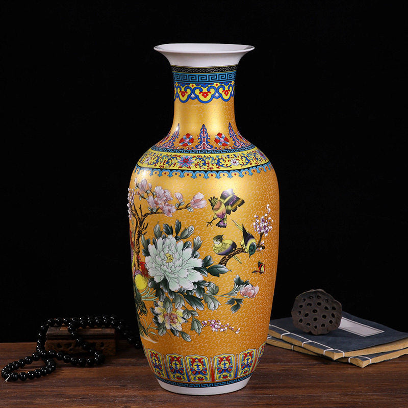 Enamel-colored flower vase ceramic ware