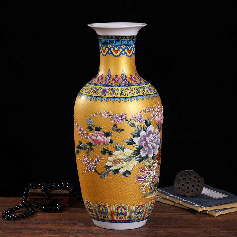 Enamel-colored flower vase ceramic ware
