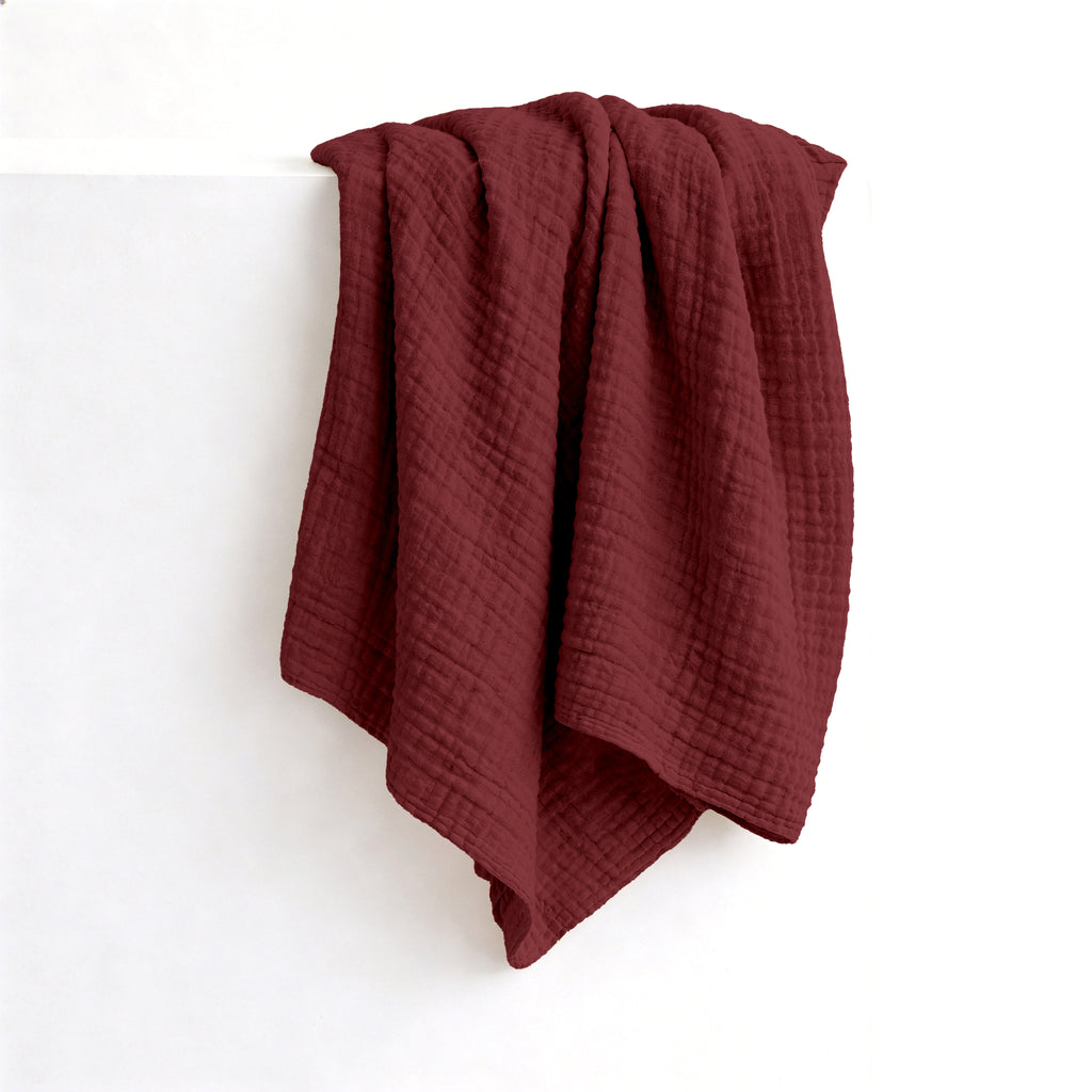 Verbier Cotton Blanket, Burgundy