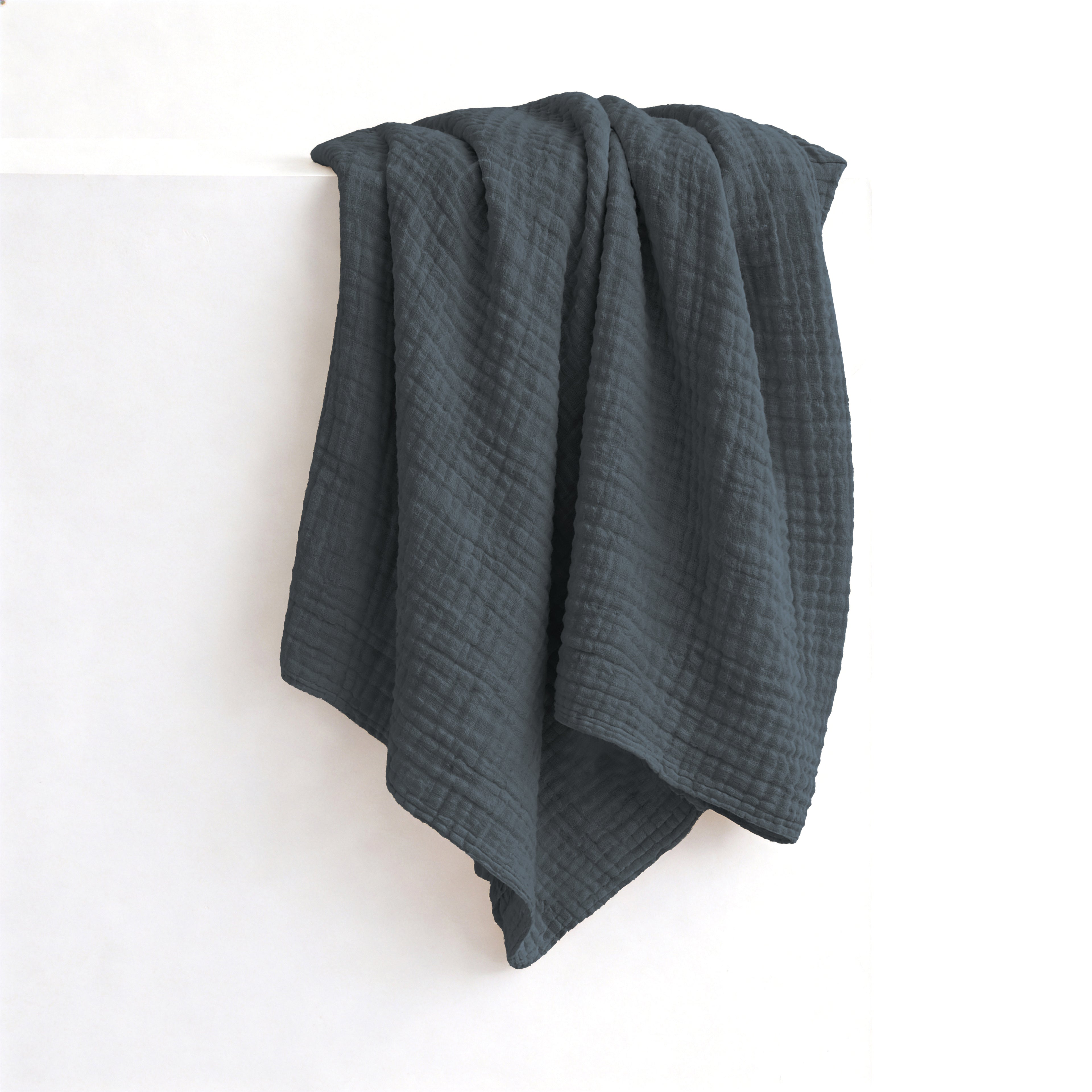 Verbier Cotton Blanket, Graphite Shadow