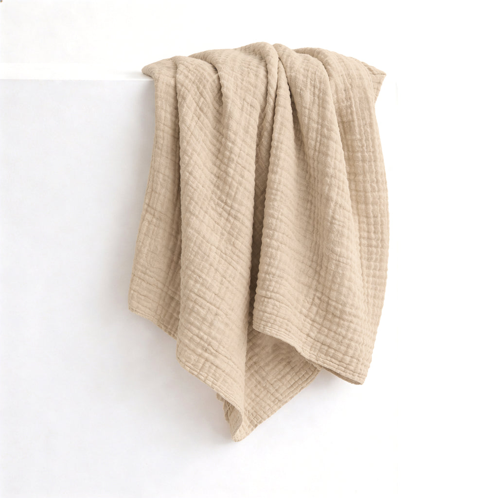 Verbier Cotton Blanket, Pale Apricot
