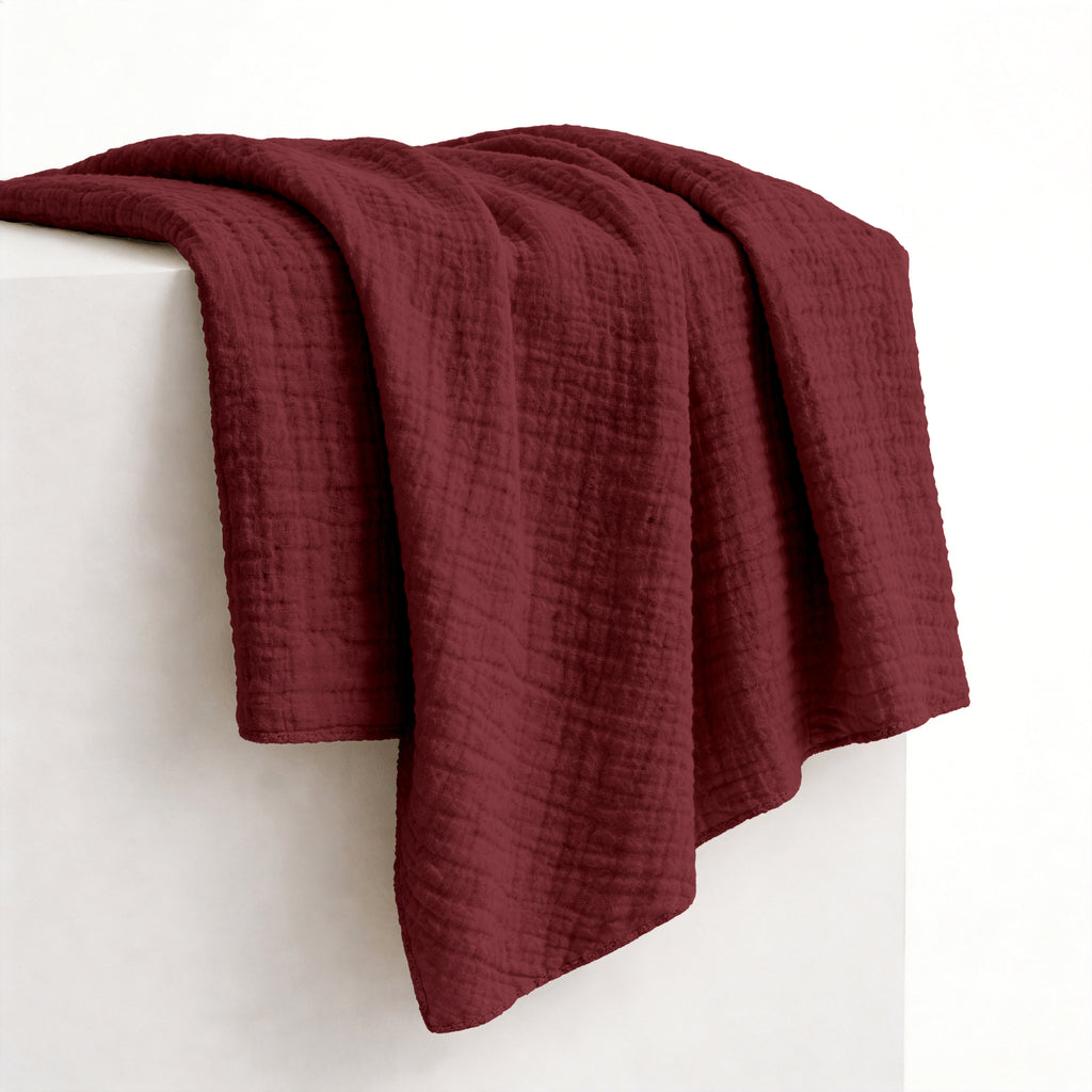 Verbier Cotton Blanket, Burgundy