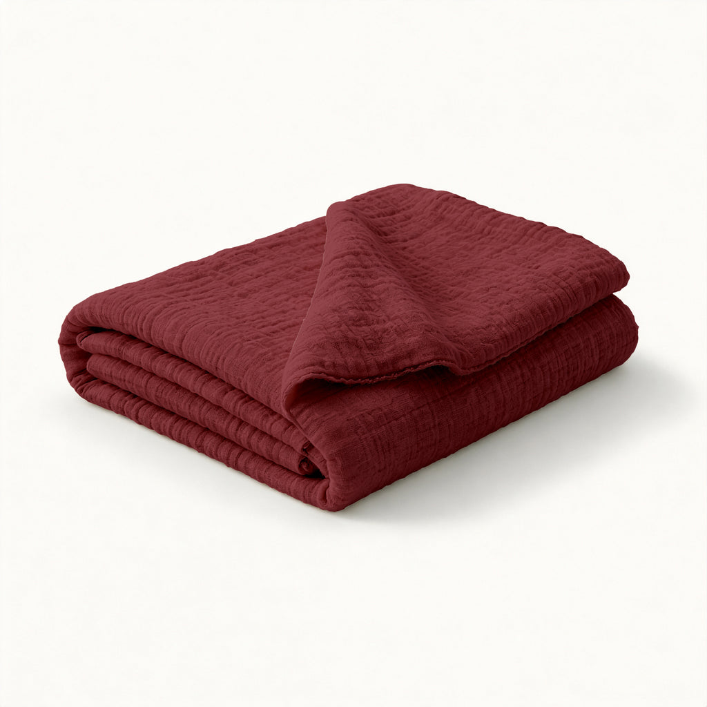 Verbier Cotton Blanket, Burgundy
