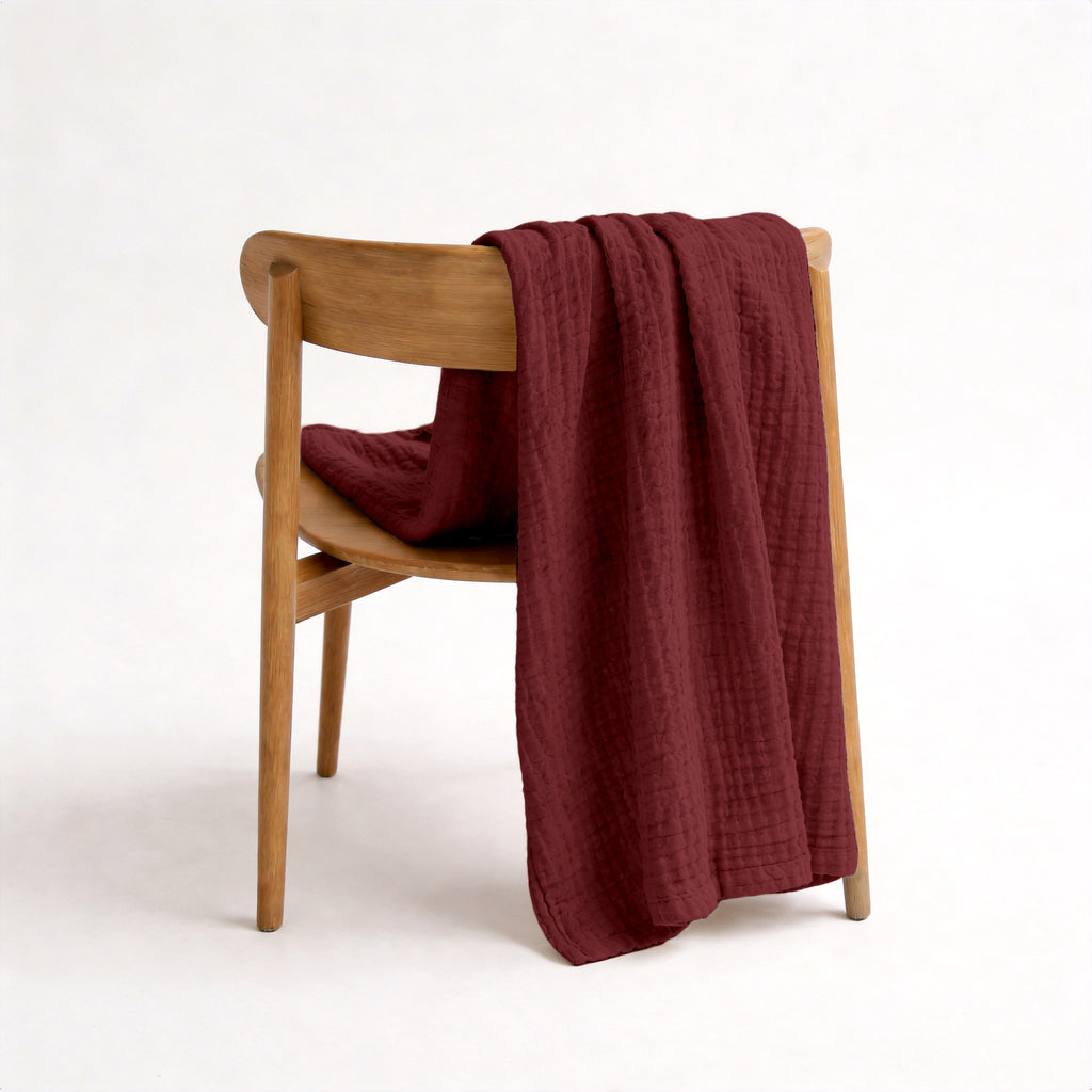 Verbier Cotton Blanket, Burgundy